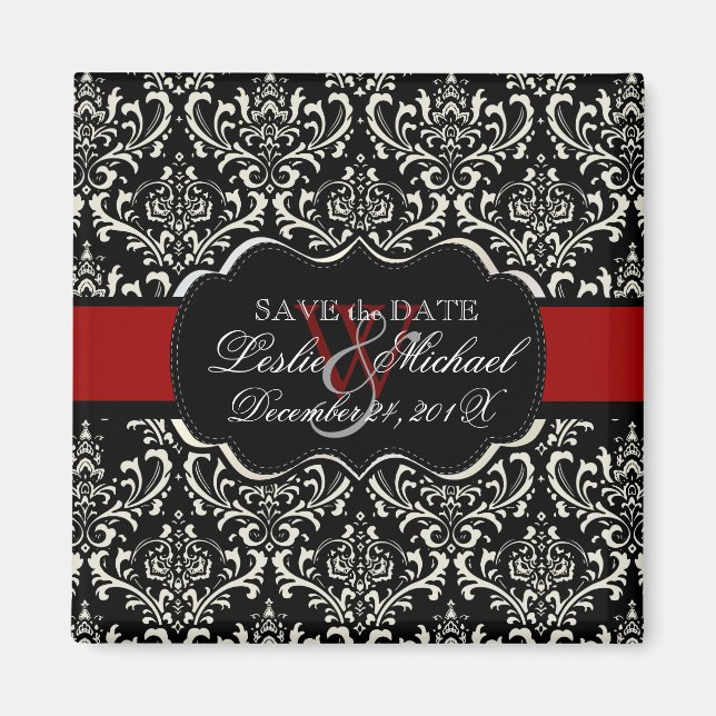 Aimant PixDezines Rossi Damask, date de sauvegarde (Devant)