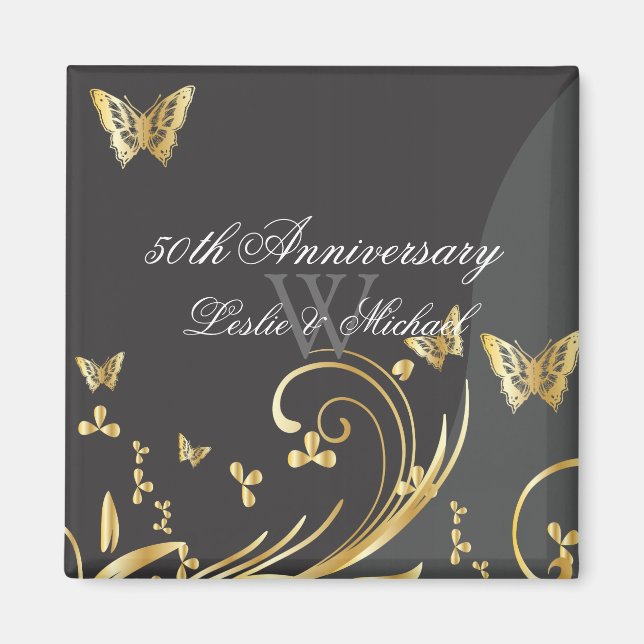 Aimant PixDezines, tourbillons de ligree+papillons/police (Devant)