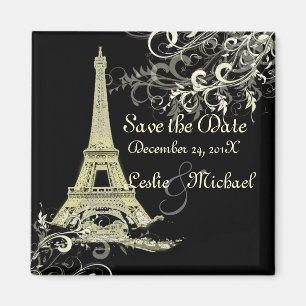 Aimant PixDezines Vintage La Tour Eiffel, Sauvez la date