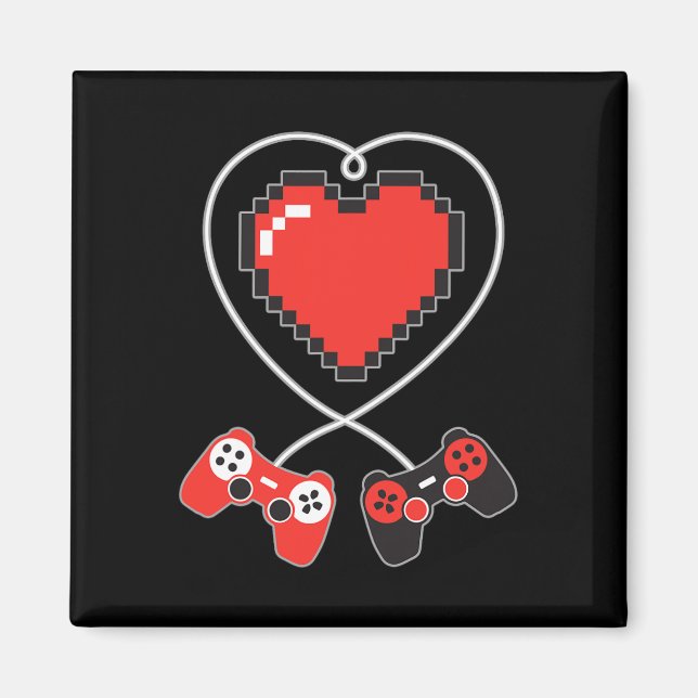 Aimant Pixel Art jeu vidéo Contrôleur Valentines Jour Jeu (Devant)
