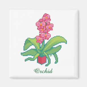 Aimant Pixel Art orchid pixelart