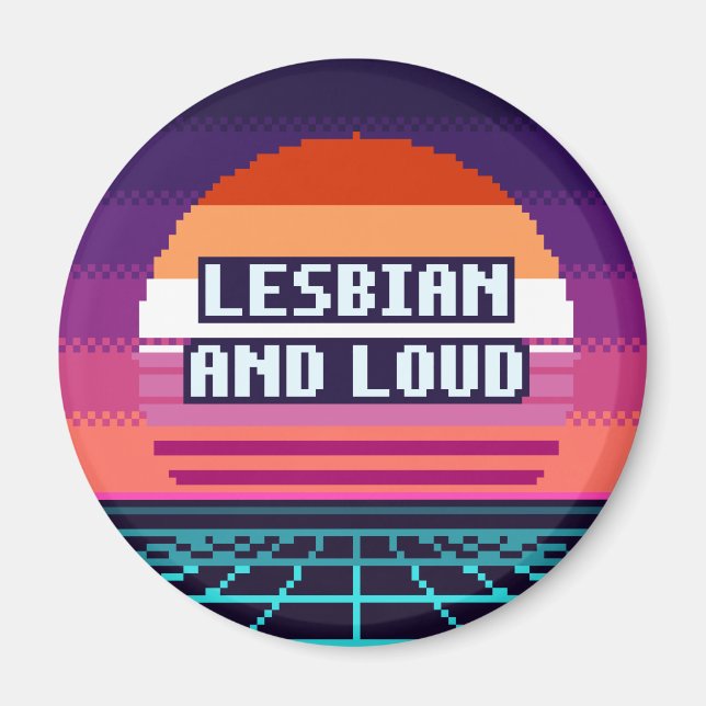 Aimant pixel de fierté lesbienne et bruyante (Devant)