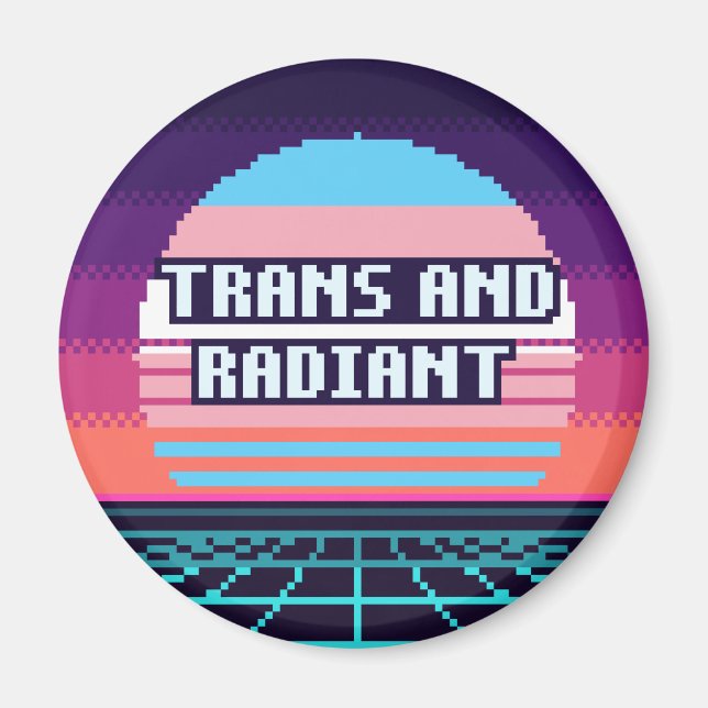 Aimant Pixel Fierté Trans Et Radiante (Devant)