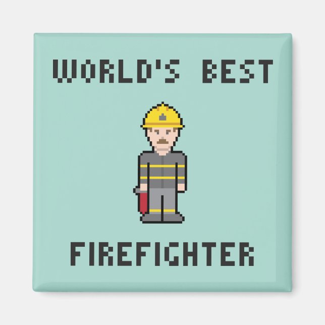 Aimant Pixel World's Best Firefighter (Devant)