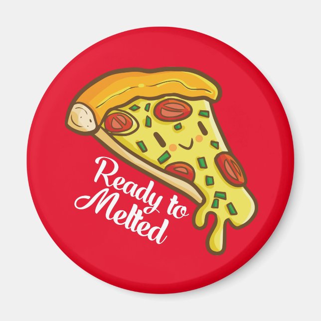 Aimant Pizza amusante prête à l'aimant fondu (Devant)