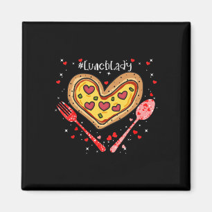Aimant Pizza Dame du déjeuner Cœur rose Saint-Valentin 