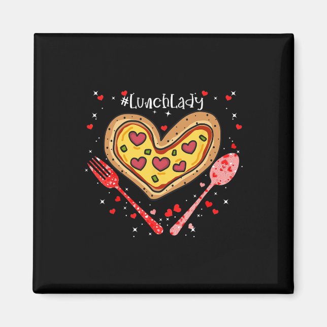 Aimant Pizza Dame du déjeuner Cœur rose Saint-Valentin  (Devant)