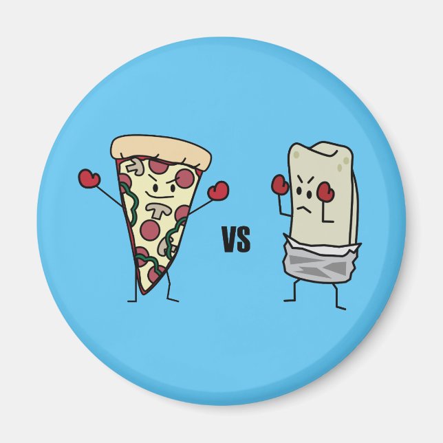 Aimant Pizza de pepperoni CONTRE le burrito : Mexicain (Devant)