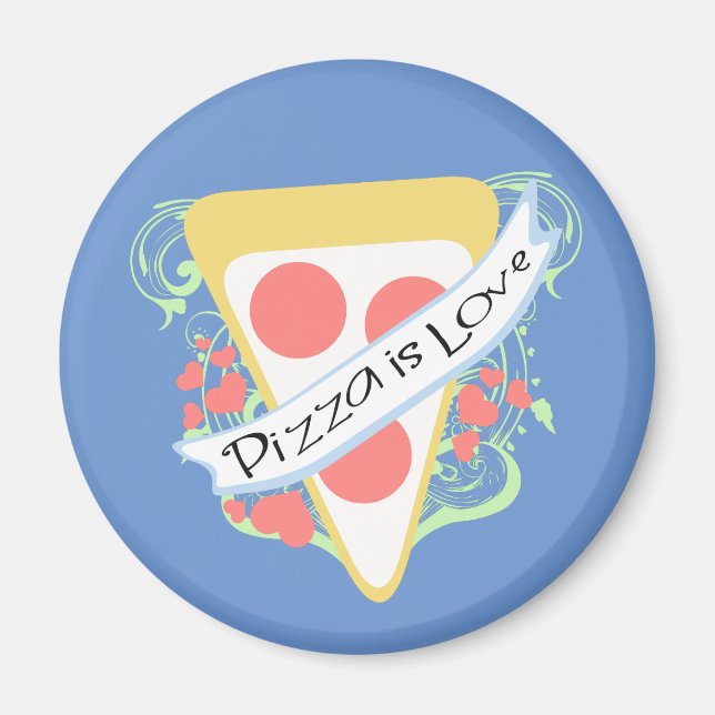 Aimant Pizza est l'amour (Devant)