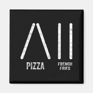 Aimant Pizza et frites en style ski - ski drôle