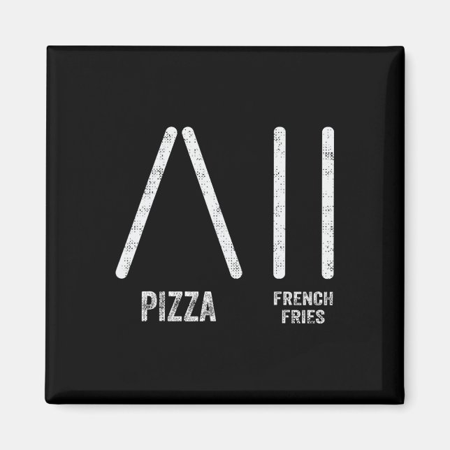 Aimant Pizza et frites ski façon - Drôle de ski (Devant)
