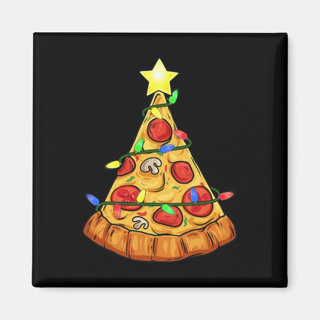 Aimant Pizza Noël Arbre Lumières Amusants Garçons Enfants (Devant)
