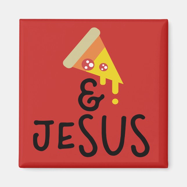 Aimant Pizza Pepperoni Jésus Foi Citation Biblique (Devant)