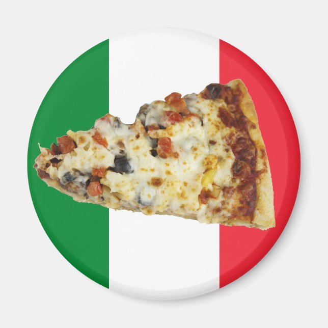 Aimant Pizza Slice sur les couleurs du drapeau italien (Devant)