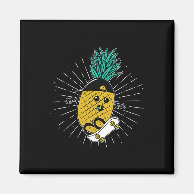 Aimant Plage Aloha Ananas Hawaï Skateboard - Ska (Devant)