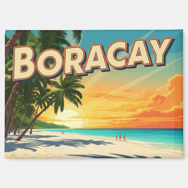 Aimant Plage de Boracay Philippines Vintage  (Recto)
