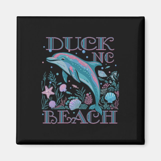 Aimant Plage de canard Nc amateur de dauphins Souvenir de (Devant)