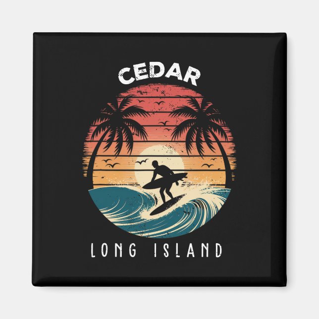 Aimant Plage de Cedar Beach Long Island Surfboard Vagues  (Devant)