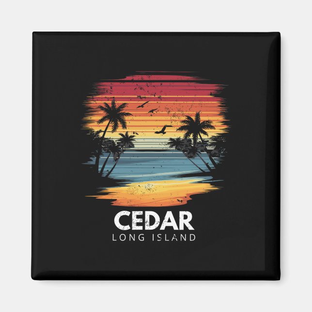 Aimant Plage de Cedar Long Island Planche de surf Surfing (Devant)