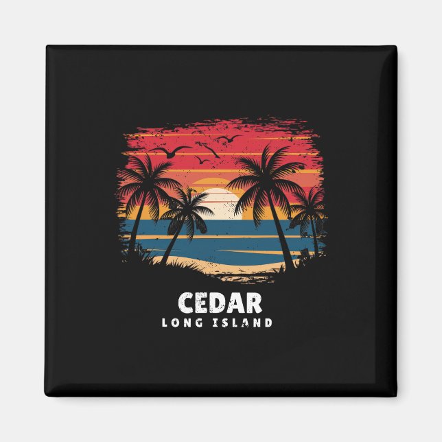Aimant Plage de Cedar Long Island Surfboarder Palmier Sou (Devant)