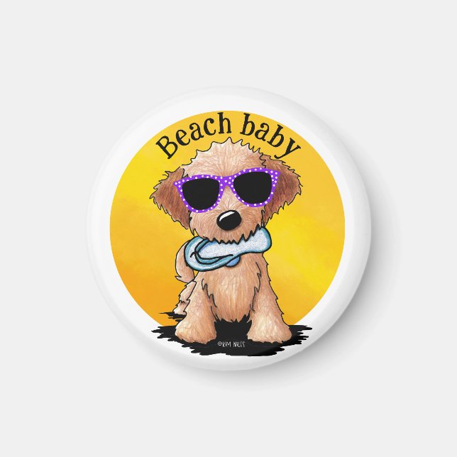 Aimant Plage de chiots Goldendoodle (Devant)