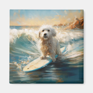 Aimant Plage de Coton De Tulear Peinture de surf