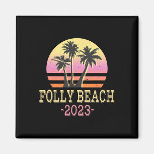 Aimant Plage de Folly Beach Retro Vacances en famille pou