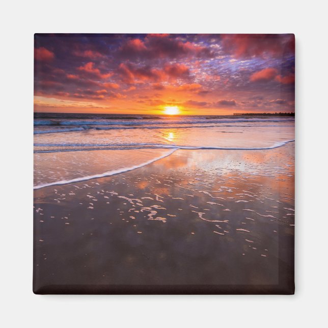 Aimant Plage de l'État de Ventura au coucher du soleil (Devant)