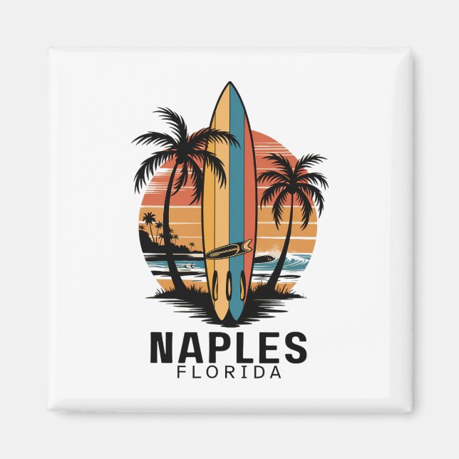 Aimant Plage de Naples Floride Surfant Surfeur _1  (Devant)