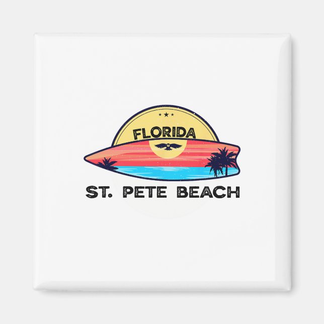 Aimant Plage de St Pete Floride Surfboard Plage Surf  (Devant)