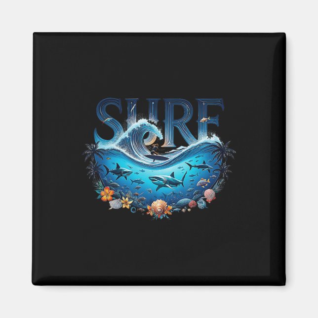 Aimant Plage de surf de grosse vague Amateur de surfeur g (Devant)