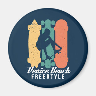 Aimant Plage de Venice Cali Retro Skateboard Freestyle