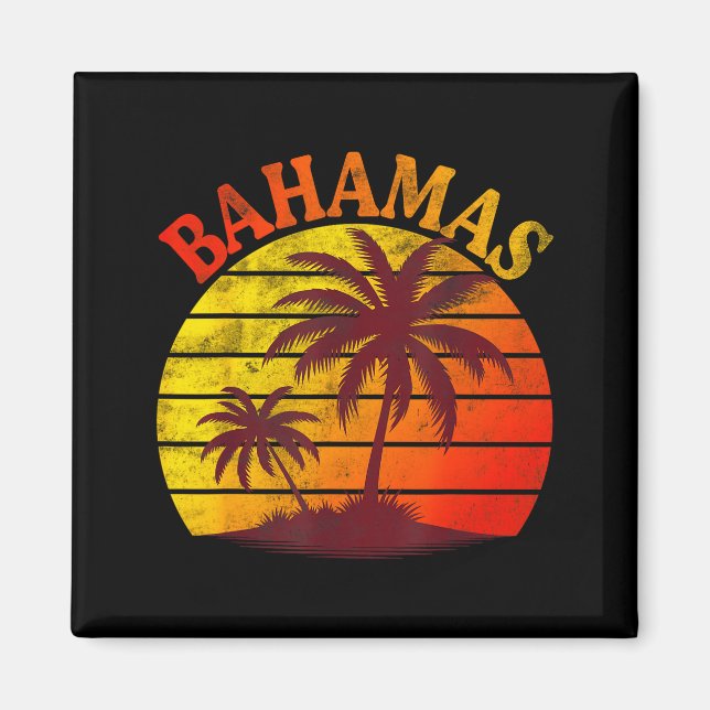 Aimant Plage des Bahamas tropicale vacances d'été palmier (Devant)