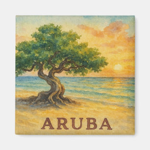 Aimant Plage Eagle d'Aruba Divi Tree Heure dorée
