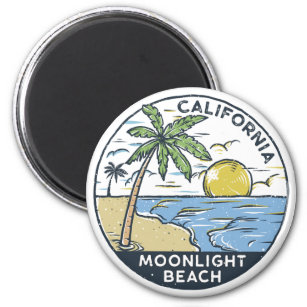 Aimant Plage Moonlight San Diego Californie Vintage