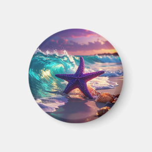 Aimant Plage océanique avec étoile de mer violette