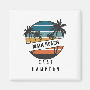 Aimant Plage principale rétro East Hampton Surfboard Surf