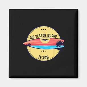 Aimant Plage Rétro de l'Île Galveston Texas Surf