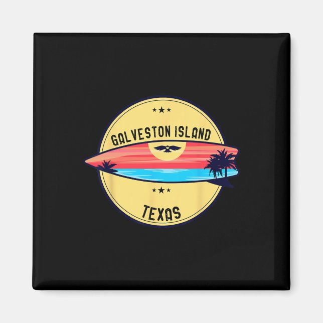 Aimant Plage Rétro de l'Île Galveston Texas Surf  (Devant)