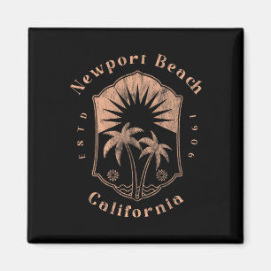 Aimant Plage Rétro de Newport Beach Californie Surfeur Vi
