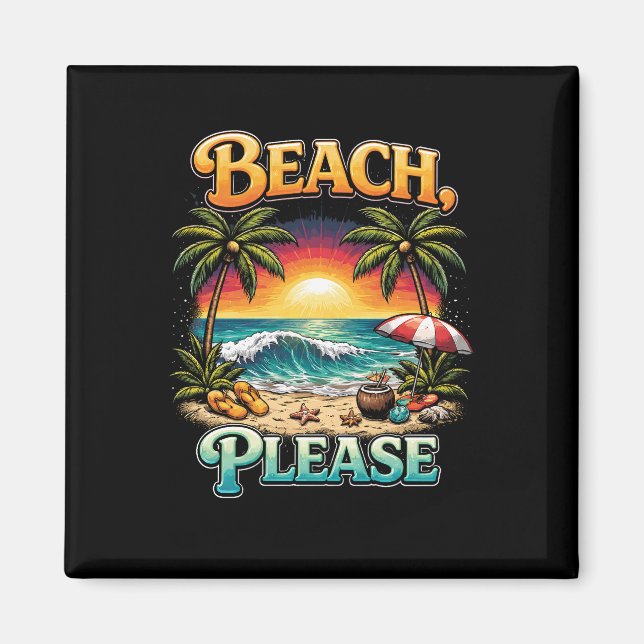 Aimant Plage, s'il vous plaît (Devant)