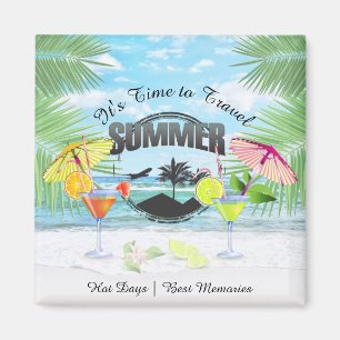 Aimant Plage tropicale, vacances d'été   Personnalisé