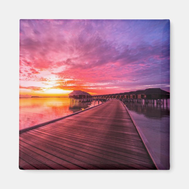 Aimant Plages tropicales | Coucher de soleil aux Maldives (Devant)