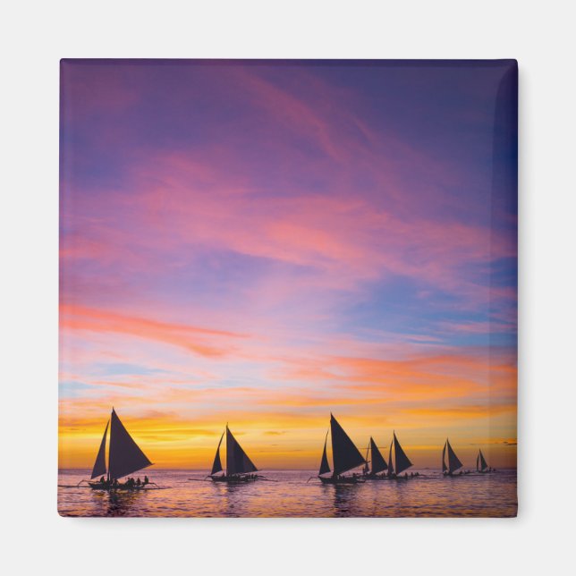 Aimant Plages tropicales | Sunset Sailboats, Phillipines (Devant)