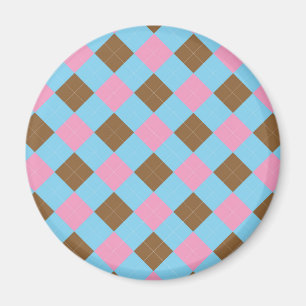 Aimant Plaid bleu, marron et rose