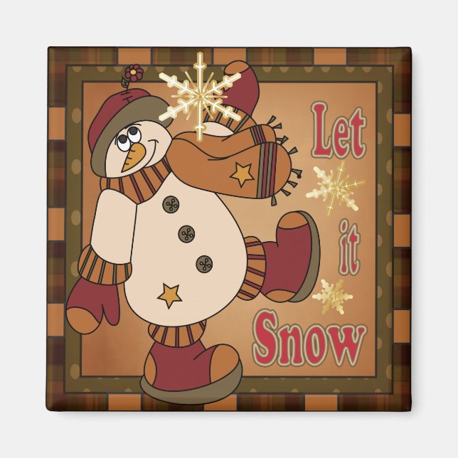 Aimant Plaid Let it Snow Snowman cadeau (Devant)