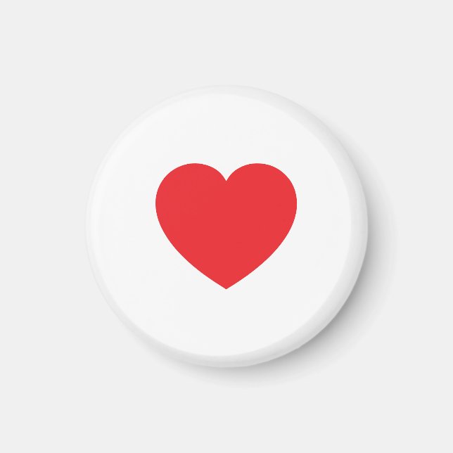 Aimant Plain Modern White Red Love Heart Graphic (Devant)