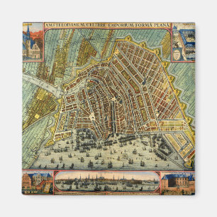 Aimant Plan antique de la rue d'Amsterdam, Pays-Bas