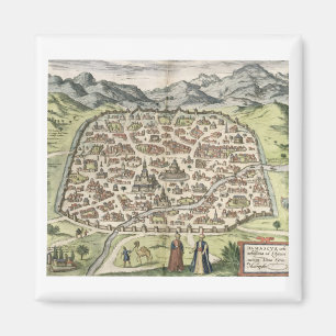 Aimant Plan de la ville de Damas, Syrie, 1620 (gravure)