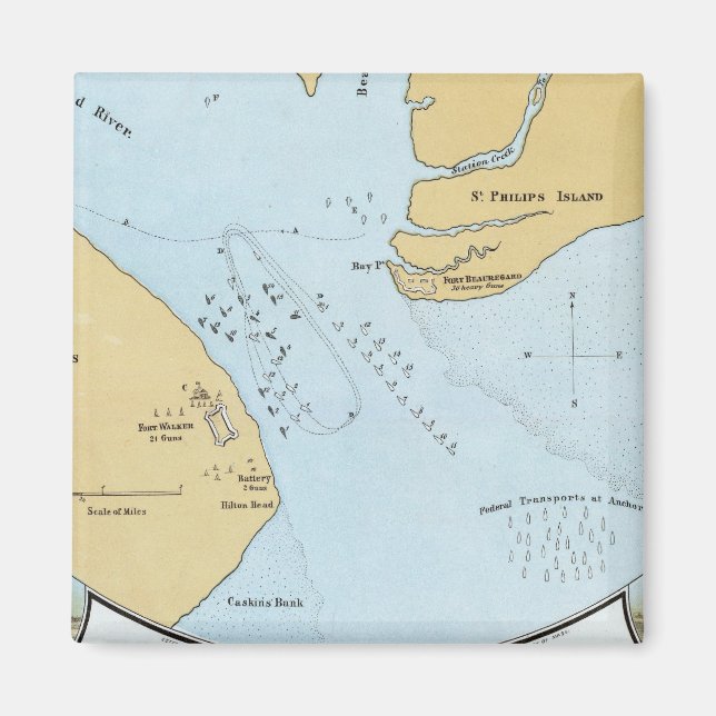 Aimant Plan de l'attaque navale et capture de Port-Royal (Devant)